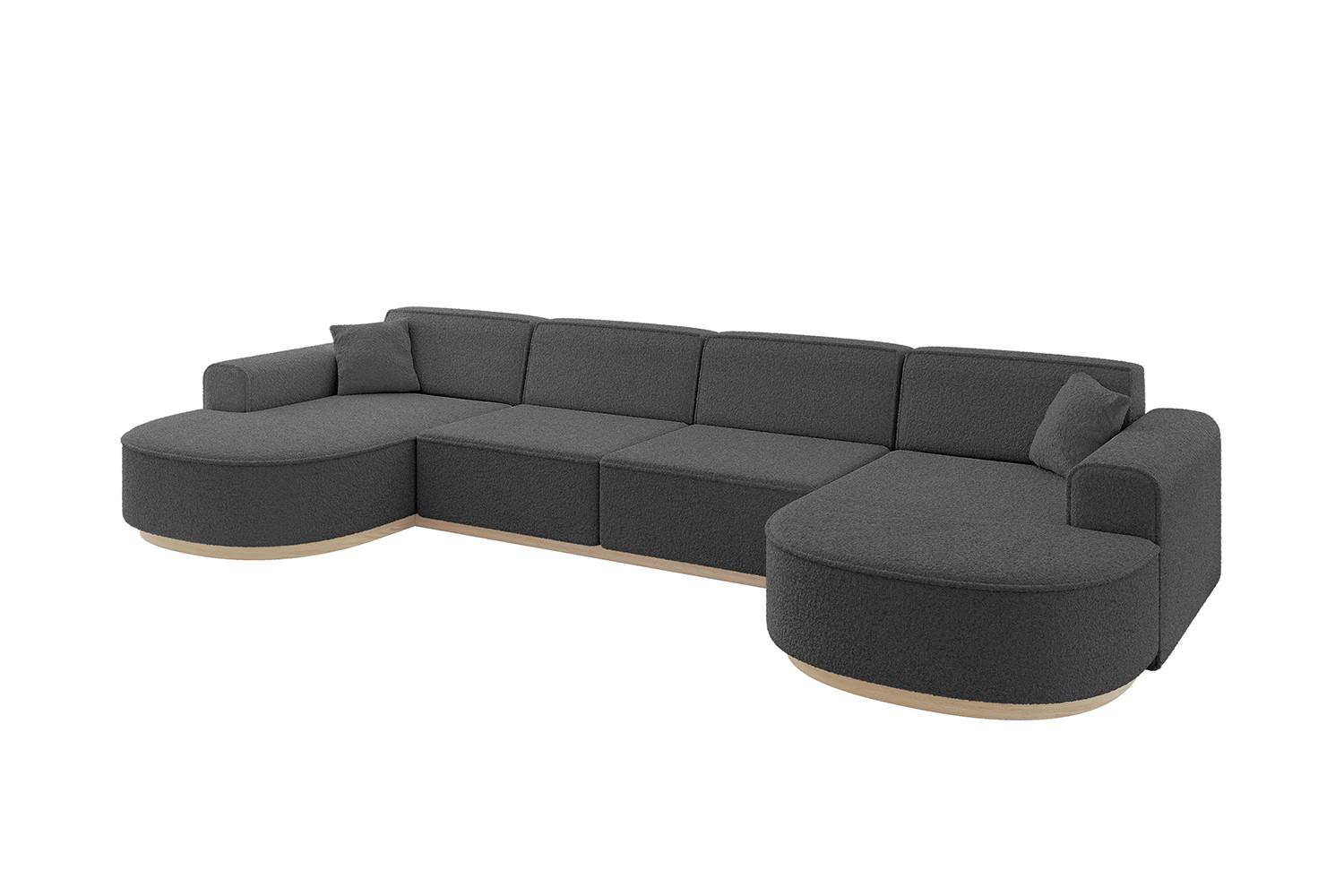 WOHNLANDSCHAFT MARI-U2-v1 - 388x171x83 cm Grau Bouclé - Grau, Holzwerkstoff/Textil (388/83/171cm) - ALTDECOR