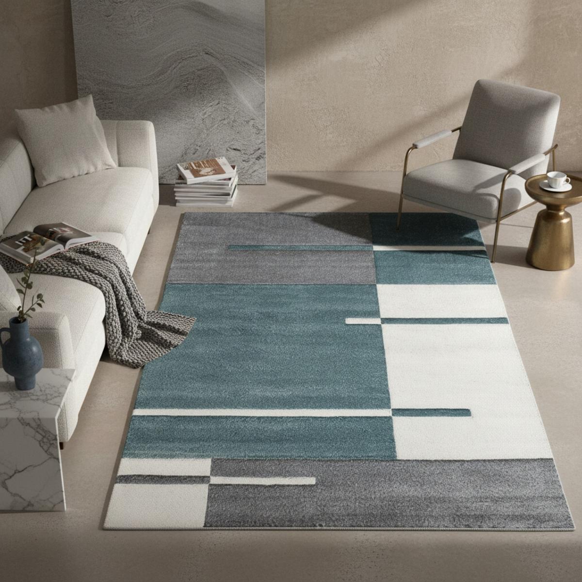 KURZFLORTEPPICH LATEMAR, kariert, Blau, 200 x 290 cm - Blau, Textil (290/200cm) - KADIMA DESIGN