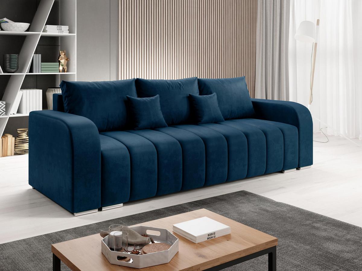 SCHLAFSOFA Pufetto - Blau/Silberfarben, Holz/Textil (244/86/90cm) - MIRJAN24