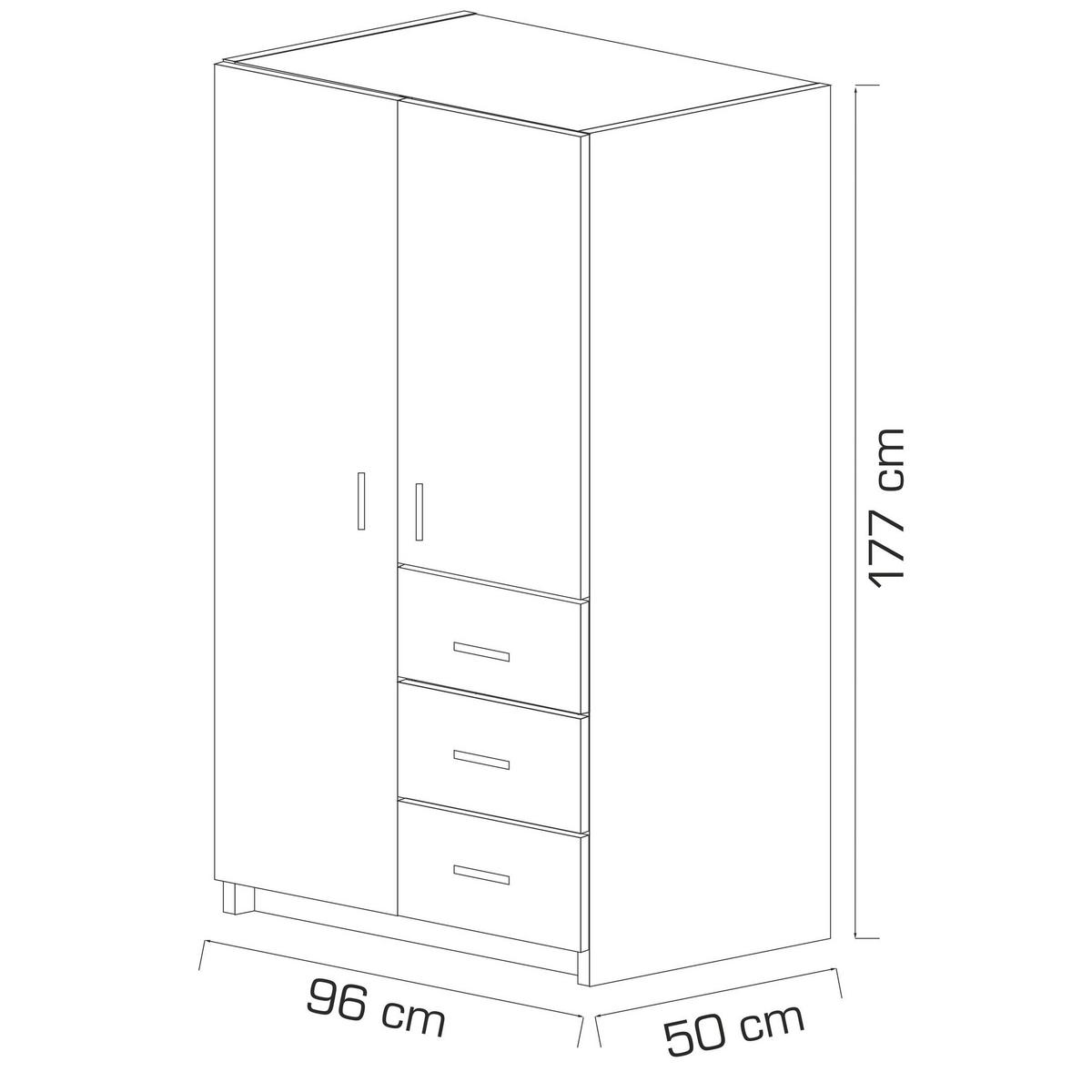 DREHTÜRENSCHRANK PINELLO 96/177/50 cm 2-türig Weiß - Weiß, Holzwerkstoff (96/177/50cm) - MASSENO