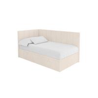 EINZELBETT Jugendbett mit Bettkasten Rechts, mit Matratze - LOVY 90x200 Beige - Sandfarben, Holzwerkstoff/Textil (90/200cm) - ALTDECOR