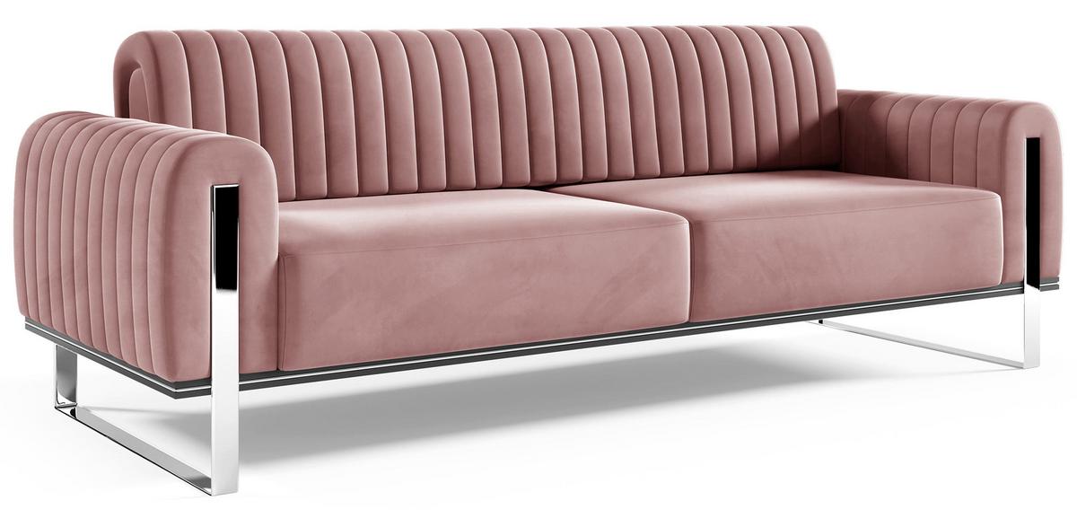 SOFA Parissa 228 cm - Pink/Silberfarben, Textil/Metall (228/79/92cm) - Selsey