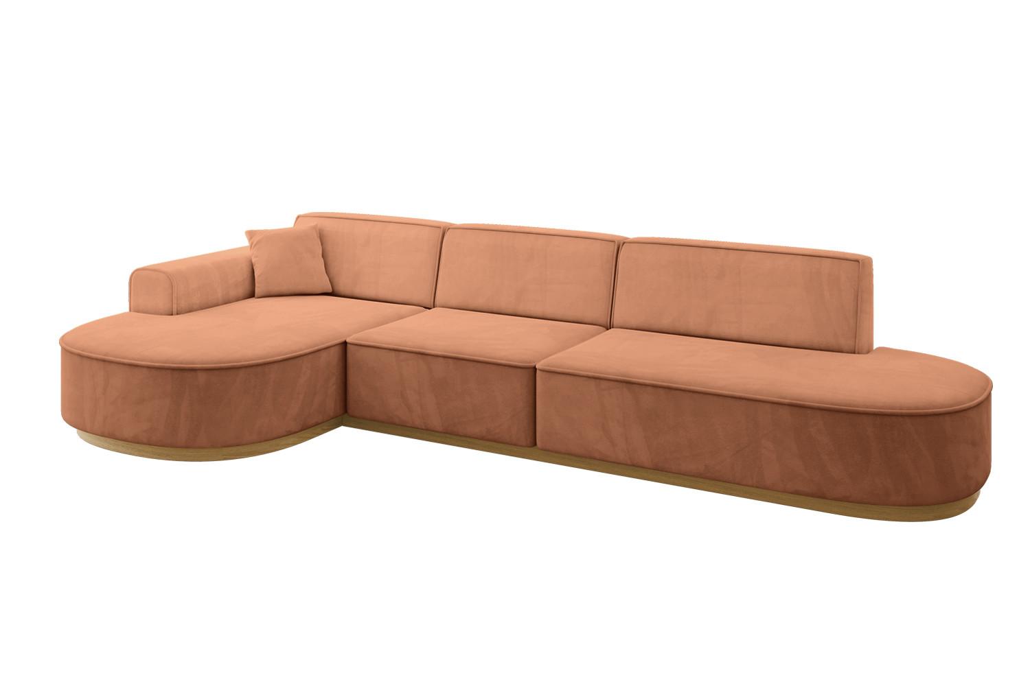 ECKSOFA Ottomane Links MARI-L2-v2 - 328x171x83 cm Orange Velours - Orange, Holzwerkstoff/Textil (328/171cm) - ALTDECOR