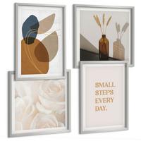 BILDER SET 4er Set - 50x50 cm & 40x60 cm Silberner Rahmen - Abstrakte Formen Akzente - Silberfarben, Kunststoff (50/50cm) - TULUP