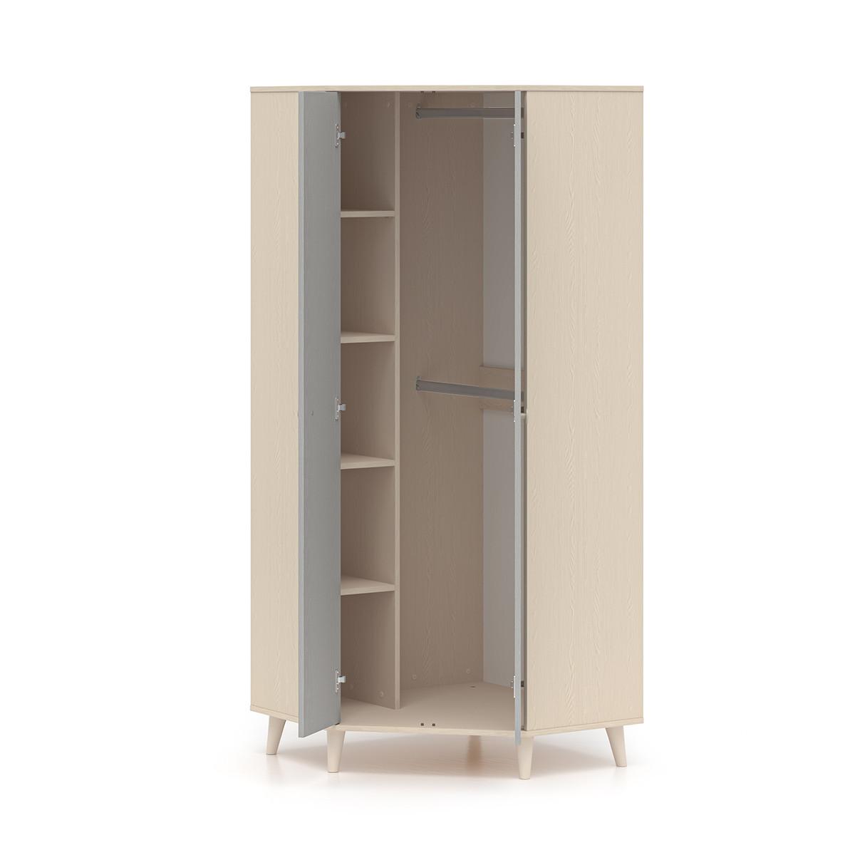 SCHRANK 2 Türen Alycia Beige - Grau - Holzeffekt - Grau, Holz (80/190/80cm) - Petits-meubles