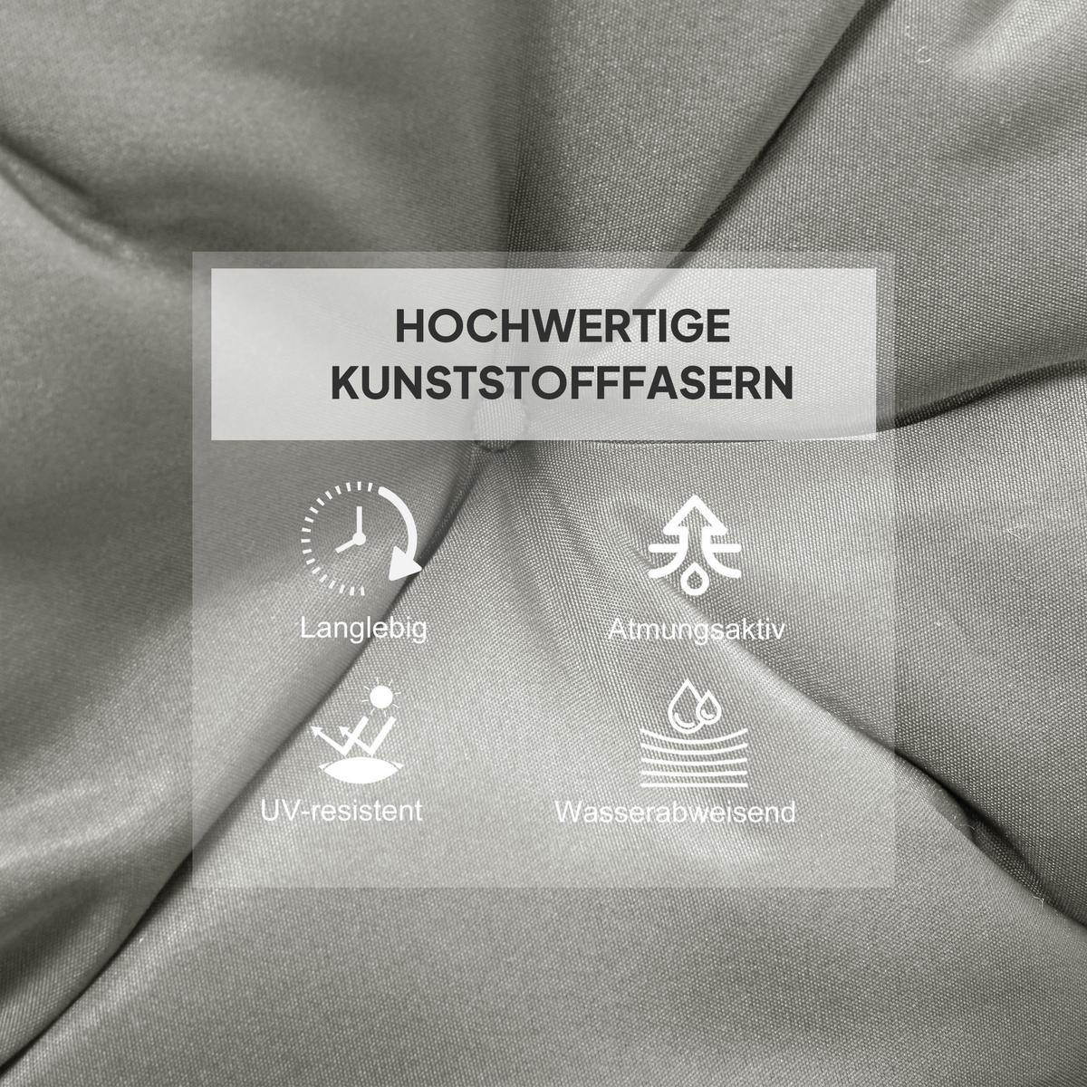 2ER-SET Sitzkissen, 98 x 50 cm Stuhlkissen mit Bindebänder, Stoffbezug 8cm dick - Hellgrau, Textil (50/8/98cm) - Outsunny