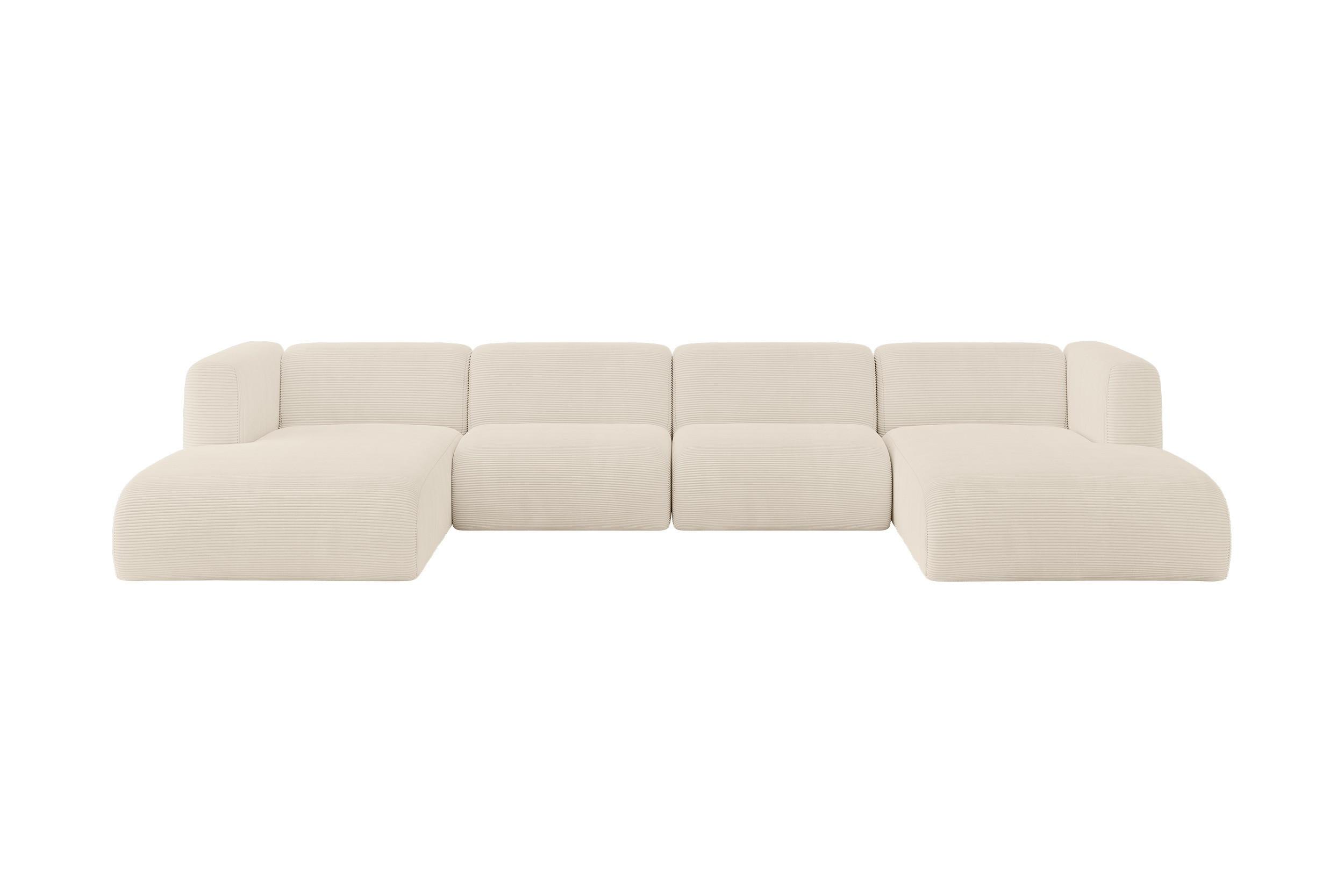 WOHNLANDSCHAFT MIRA-U2 408x179x70 Beige Cord - Sandfarben/Beige, Holzwerkstoff/Kunststoff (408/70/179cm) - ALTDECOR