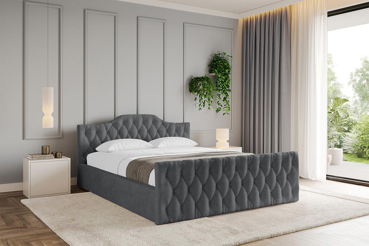 POLSTERBETT mit Bettkasten, Fußteil und Lattenrost, Boxbett mit Matratze H3/H4 - FALIO-Z-V1 120x200 Dunkelgrau - Anthrazit, Holzwerkstoff/Textil (120/200cm) - ALTDECOR