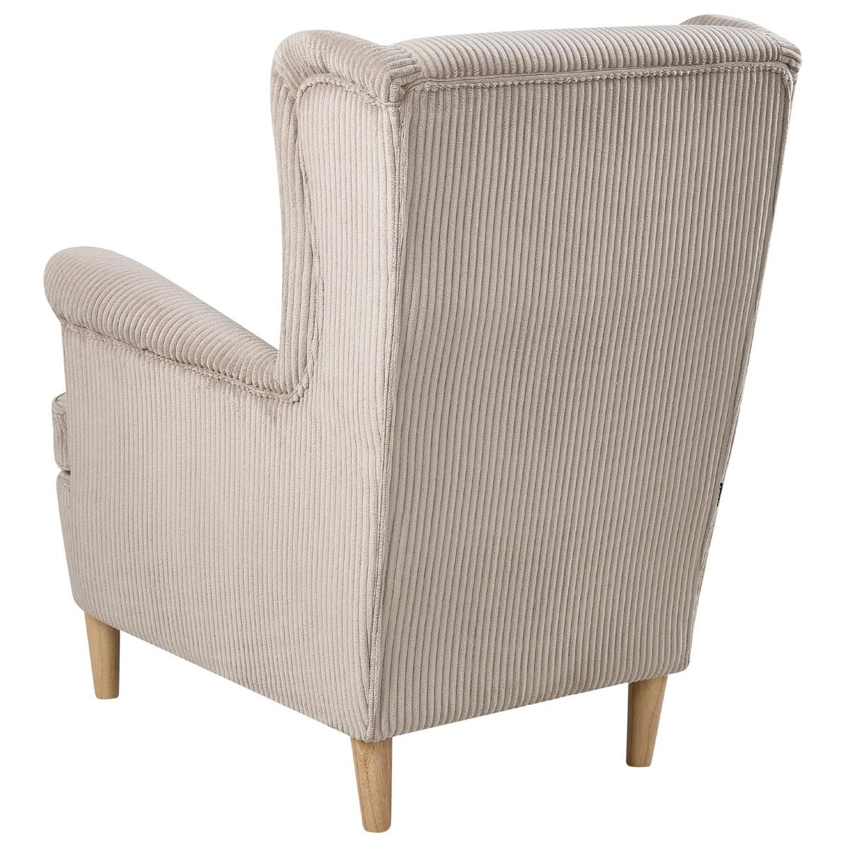 OHRENSESSEL Cord Beige Abson - Hellbraun, Textil (64/100/65cm) - Beliani