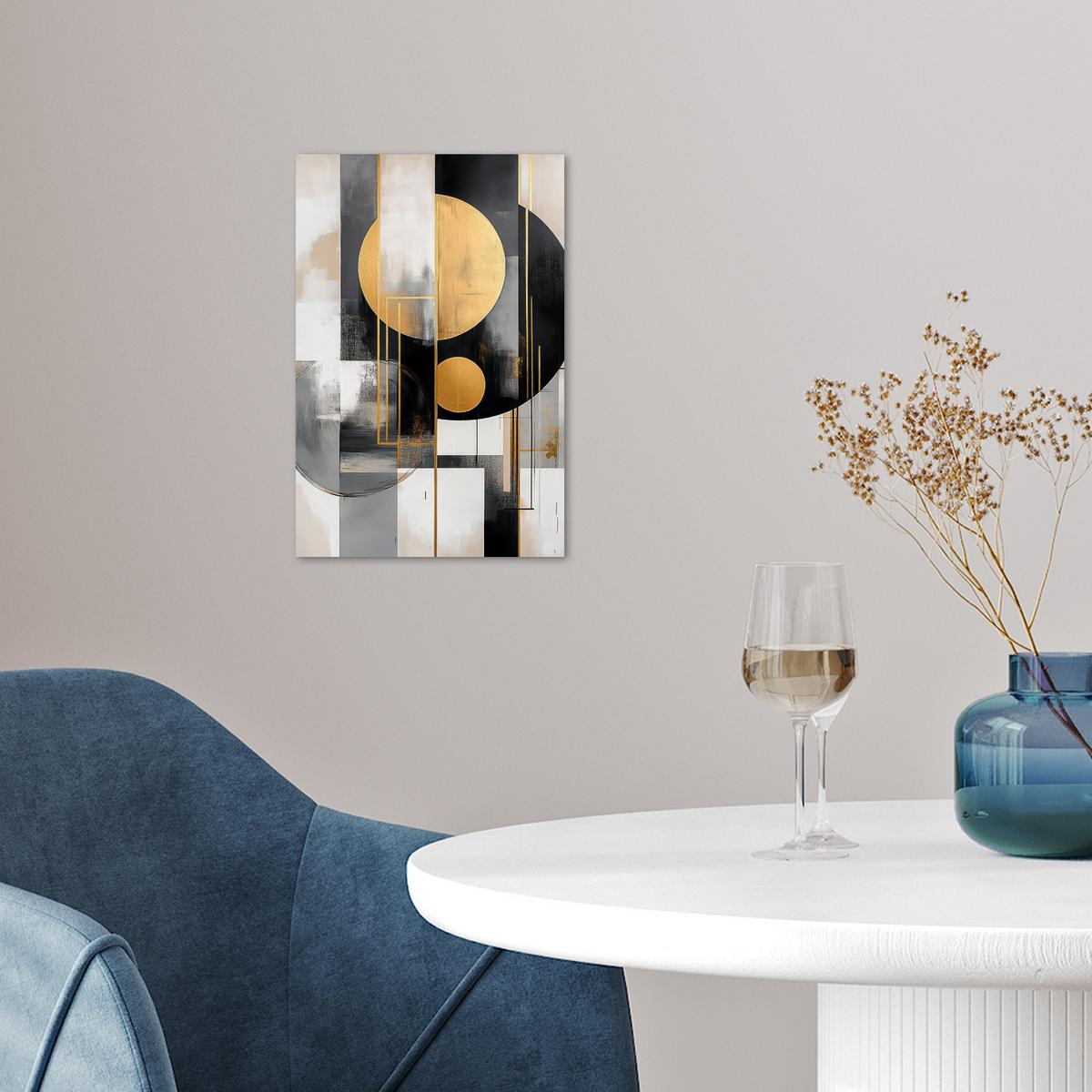 POSTER Abstrakt - Gold - Silber - Formen - Ästhetisch - Modern Room Decor 20x30 cm - Goldfarben, Papier (20/30/0.1cm) - MuchoWow