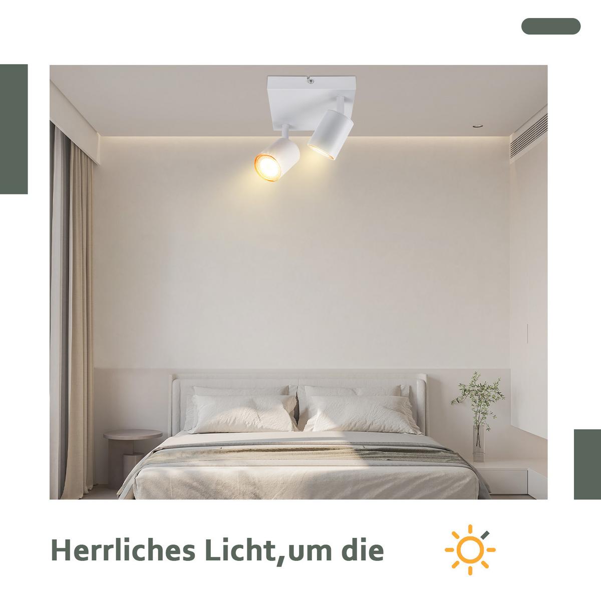 DECKENSTRAHLER Bergheim 2-flammig 15/15/14.4 cm - Weiß, Metall (15/15/14.4cm) - Nettlife