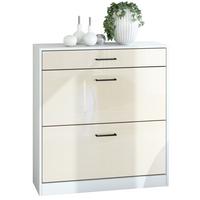 SCHUHSCHRANK Elvas Front in Creme Hochglanz - Creme, Holzwerkstoff (89/95.5/27cm) - Vladon