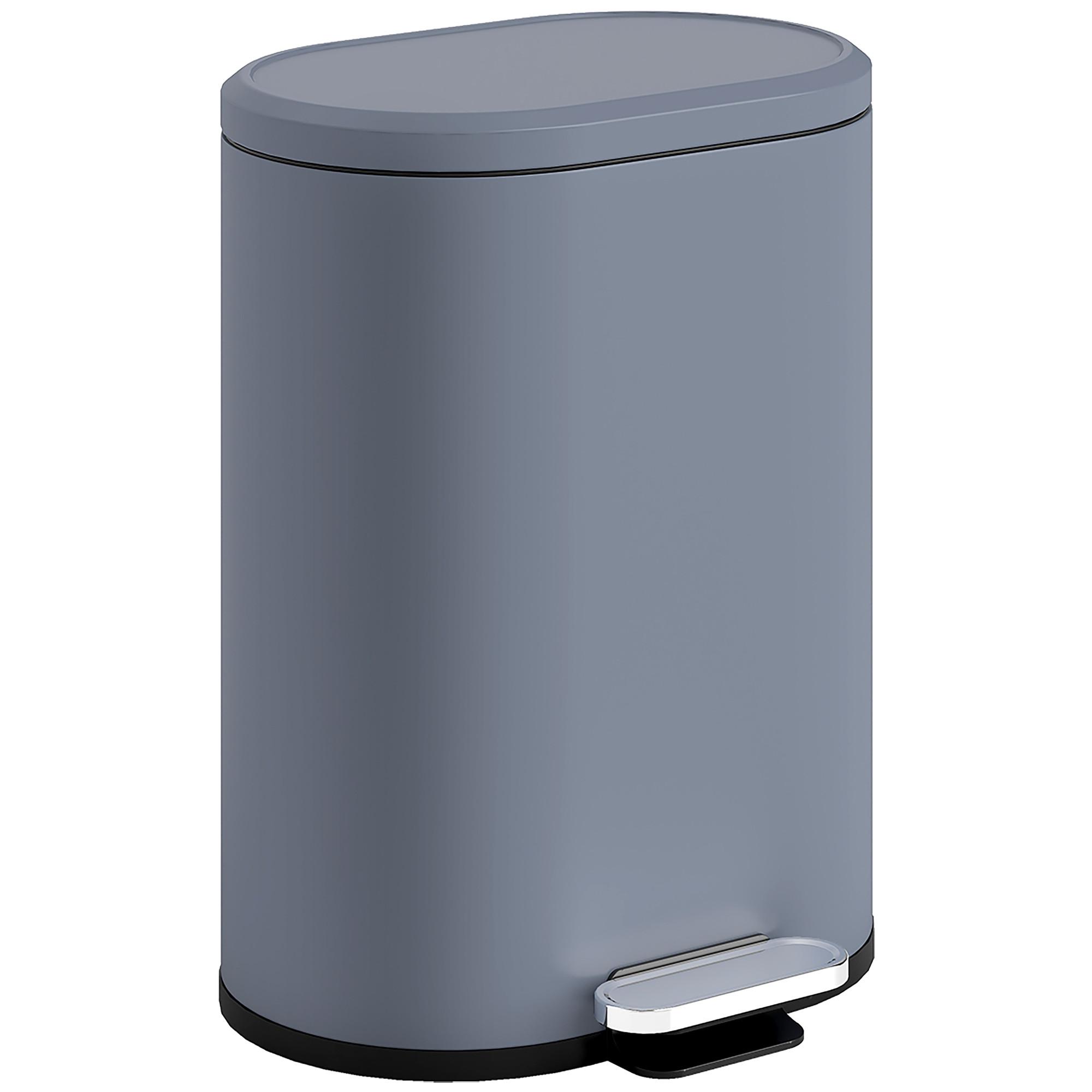 MÜLLEIMER Metall Kunststoff Grau - Grau, Metall (31/61/36.5cm) - HOMCOM