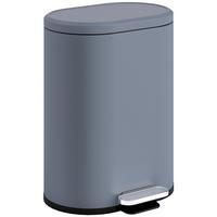 MÜLLEIMER Metall Kunststoff Grau - Grau, Metall (31/61/36.5cm) - HOMCOM
