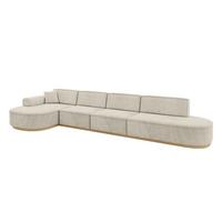 ECKSOFA Ottomane Links MARI-L3-v2 - 413x171x83 cm Ecru Velours - Ecru, Holzwerkstoff/Textil (413/171cm) - ALTDECOR