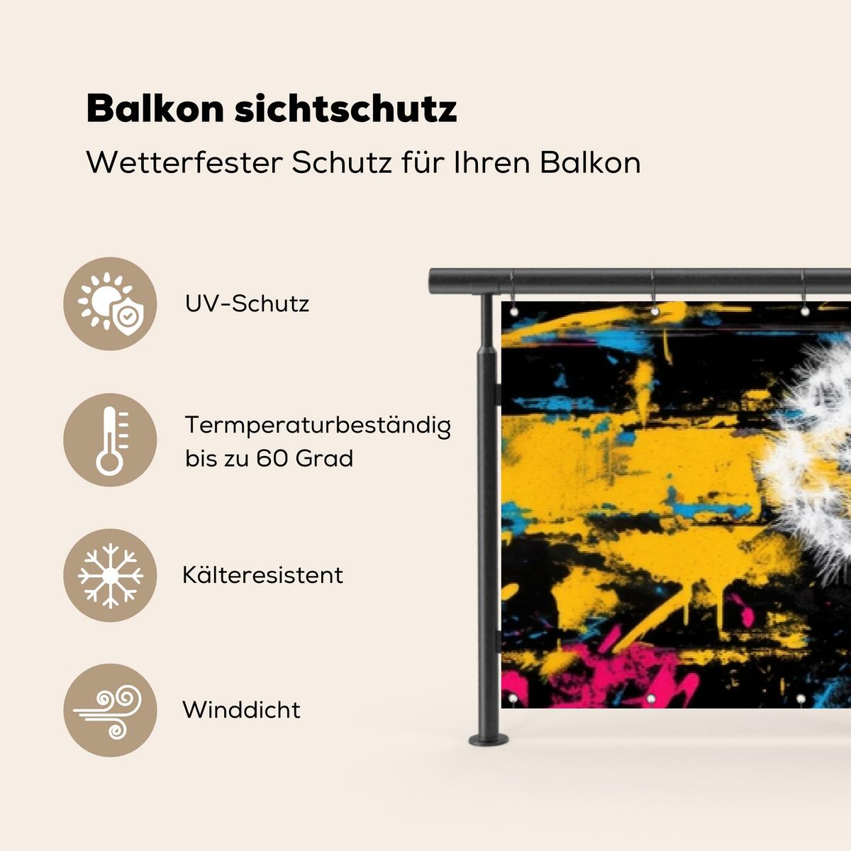 BALKON-SICHTSCHUTZ Straßenkunst - Bunt - Wand Groß 500x85 cm - Schwarz, Kunststoff (500/85cm) - MuchoWow