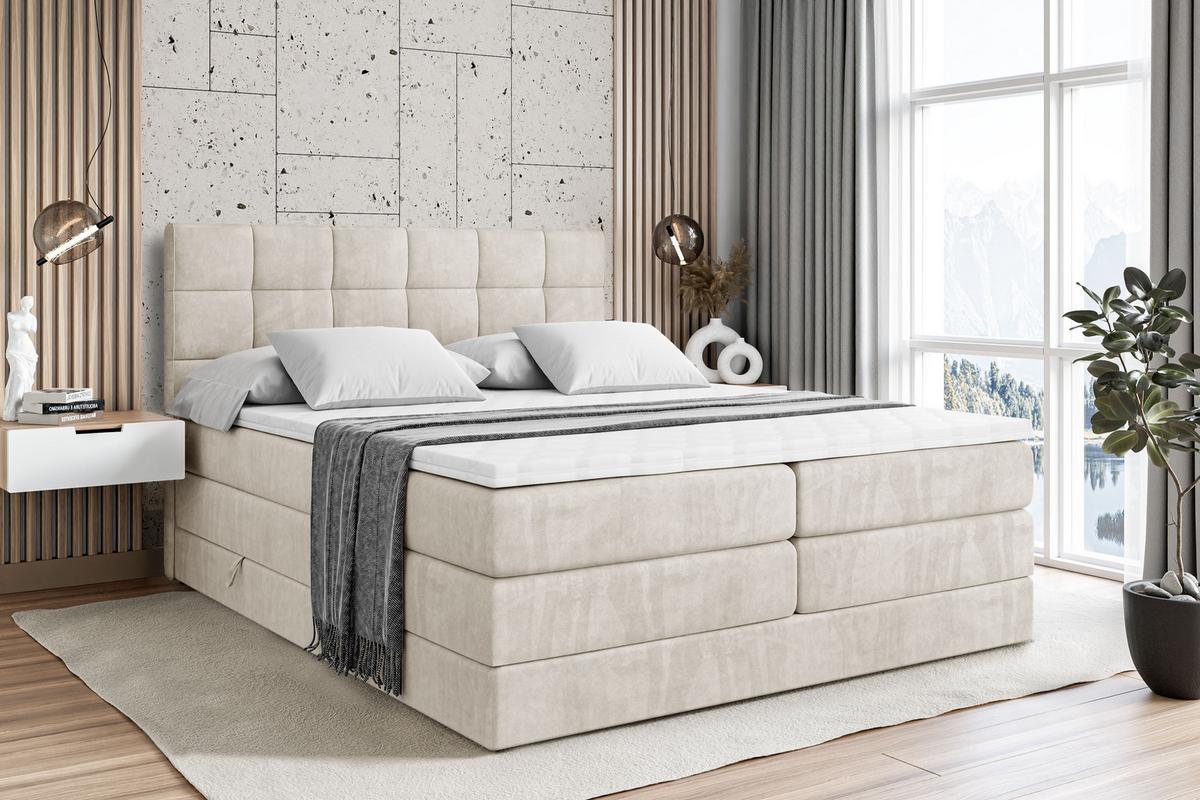 BOXSPRINGBETT APO KING - 180 x 200 - H3/H4 - Ecru - Ecru, Holzwerkstoff (180/200cm) - ALTDECOR
