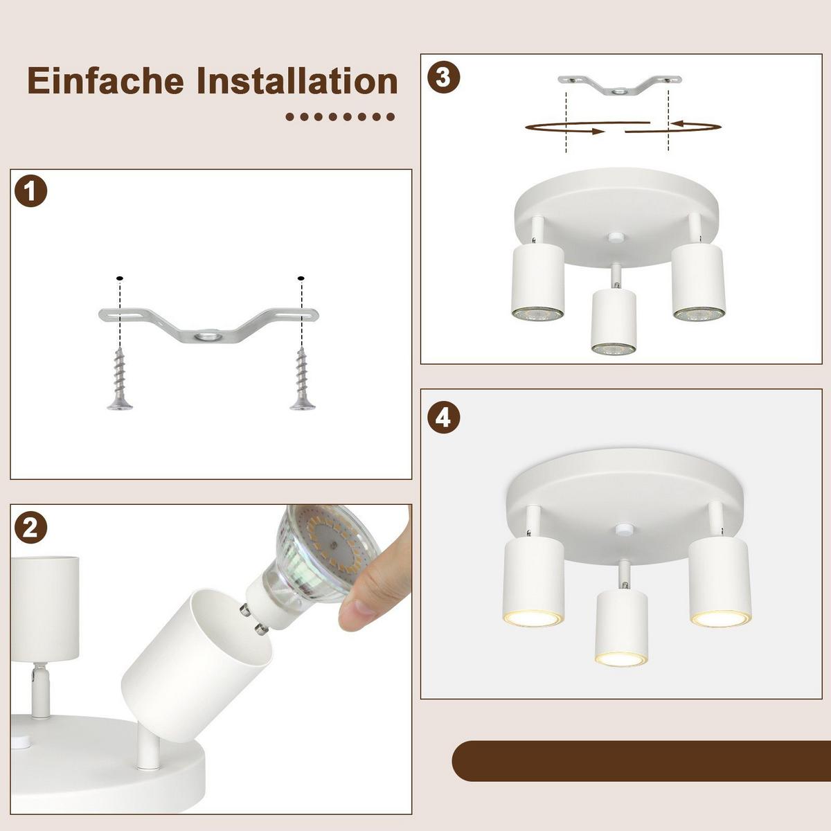 DECKENSTRAHLER Glimmert 24/14/24 cm - Weiß, Metall (24/24/14cm) - ZMH