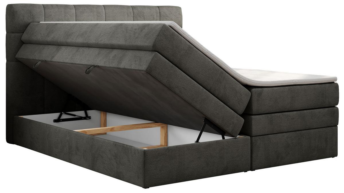 BOXSPRINGBETT LUKA KING 180/200 Dunkelgrau Velvet - H3 - Dunkelgrau, Holz/Textil (180/200cm) - MKS