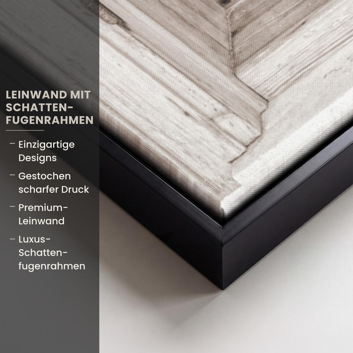 LEINWAND Bilder mit Rahmen - Fenster - Meer - Küste - Natur - Ausblick - Strand - Wattenmeer - 90x90 - Beige, Textil (90/90cm) - MuchoWow