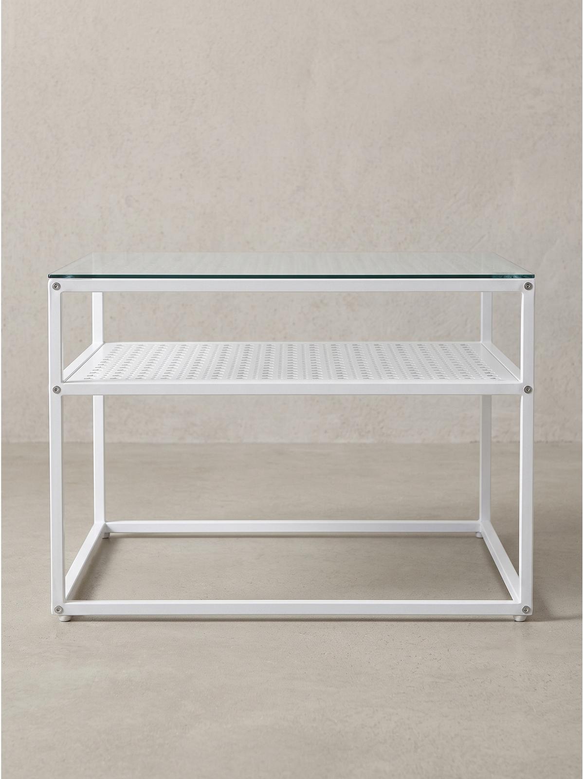 COUCHTISCH ALCUDIA, Einscheibensicherheitsglas, Weiß, 60 x 60 x 45 cm - Weiß, Glas/Metall (60/60/45cm) - KADIMA DESIGN