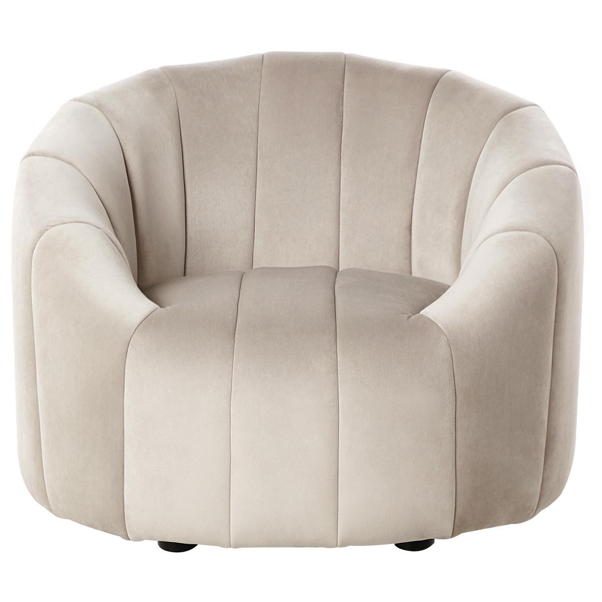 SOFA-SET 6-Sitzer Samtstoff Beige Malung - Beige, Textil (202/68/79cm) - Beliani
