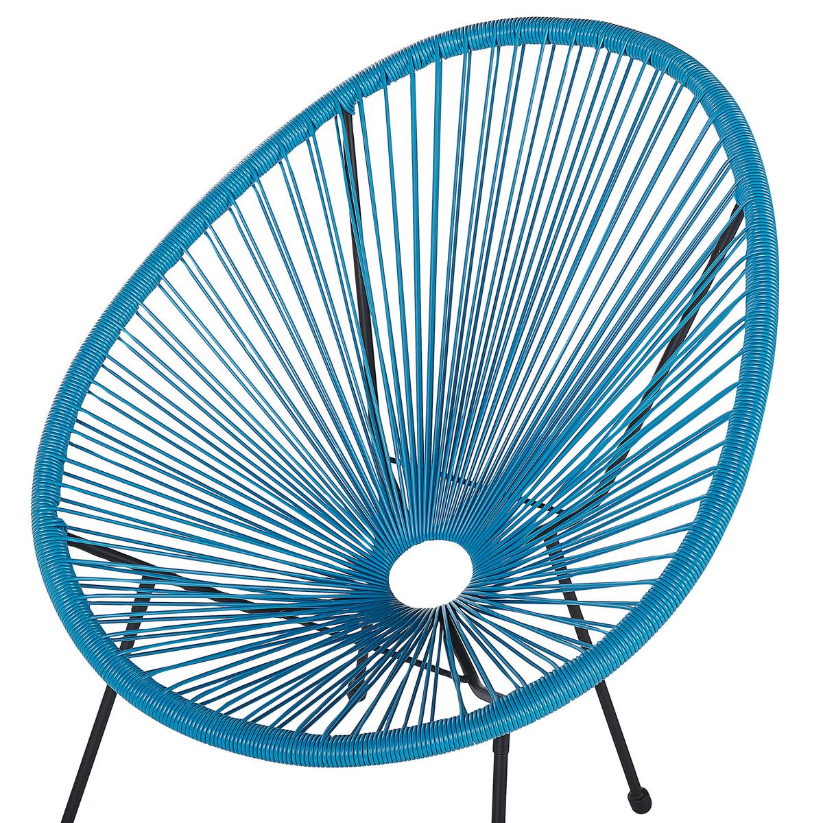 RATTANSTUHL 2er-SET Kunststoff blau 70 cm Acapulco II - Blau/Schwarz, Kunststoff (70/87/90cm) - Beliani