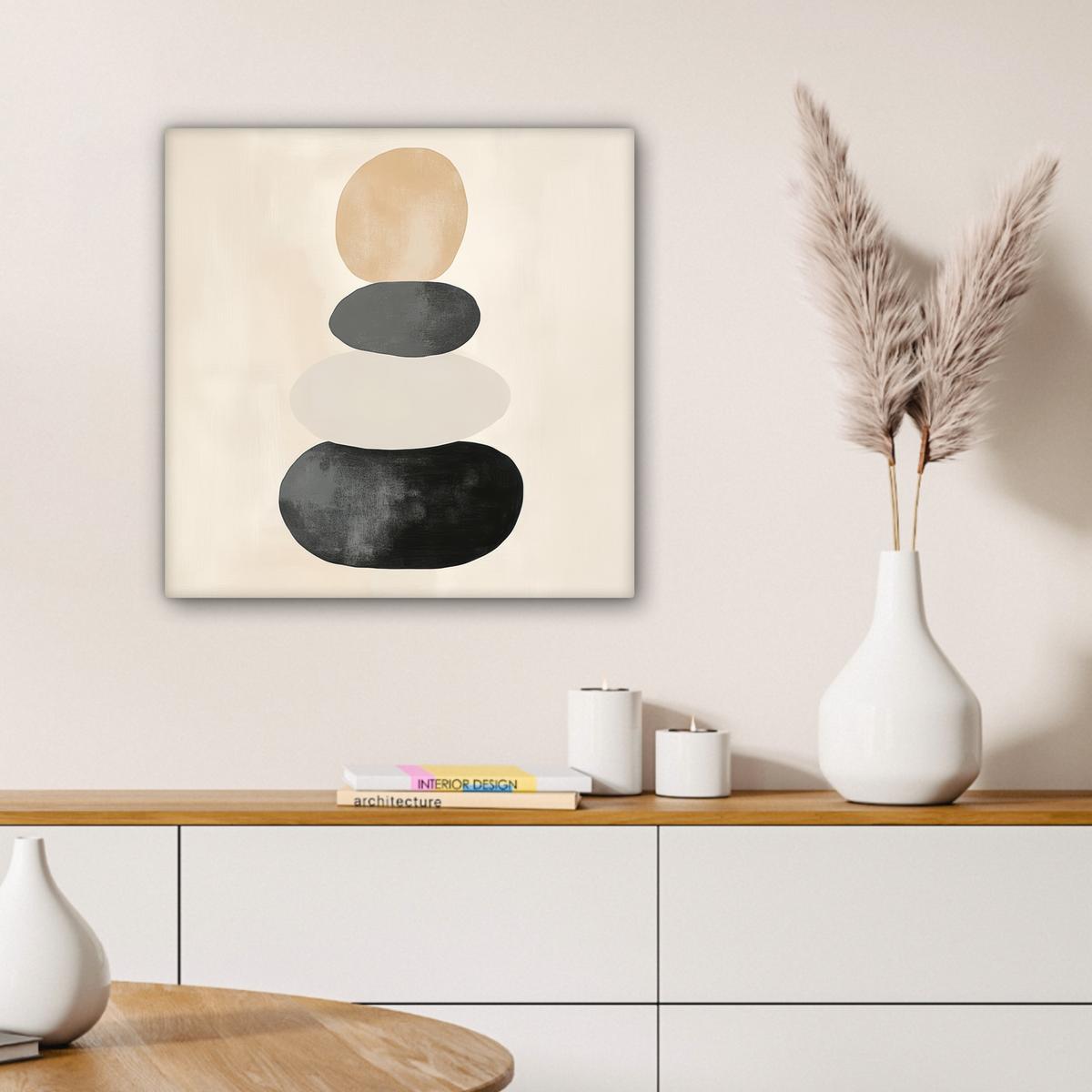 LEINWANDBILD Japandi - Wabi sabi - Beige Wandbild Wohnzimmer 50x50 cm - Taupe, Textil (50/50cm) - MuchoWow