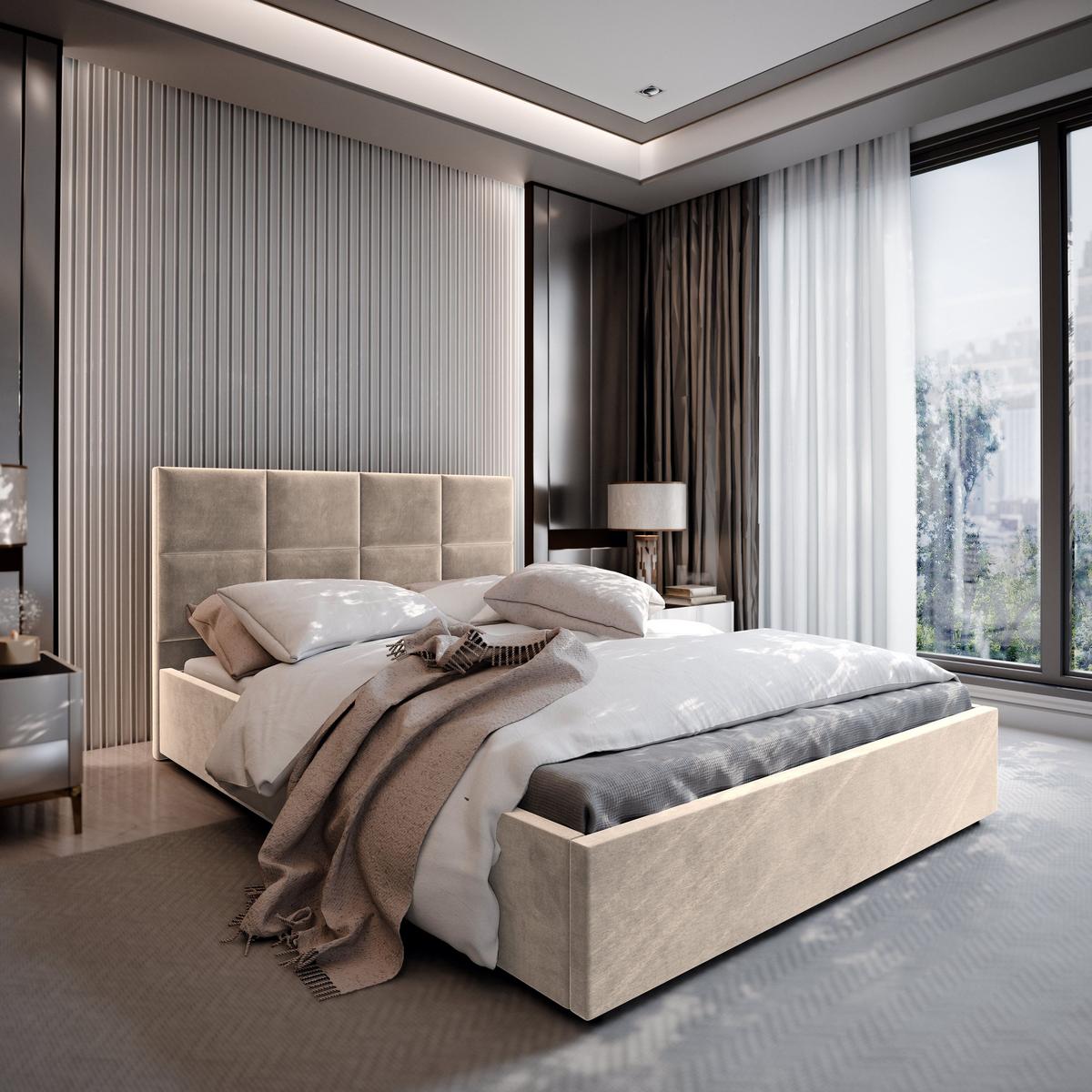 POLSTERBETT LIMENA 180x200 cm mit Bettkästen - Beige - Beige, Holz (180/200cm) - MASSENO