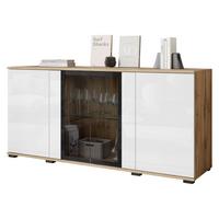 KOMMODE Caro SB 154 4D - Eiche Wotan/Schwarz, Holzwerkstoff/Kunststoff (150/70/40cm) - MIRJAN24
