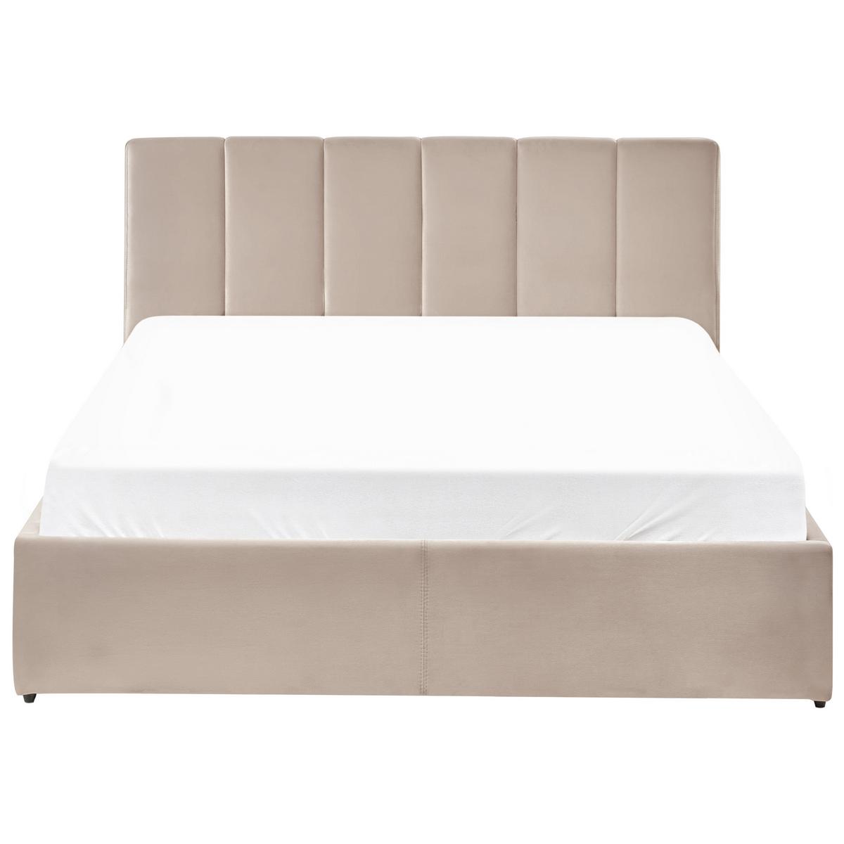 BETT mit Stauraum 140/200 cm Samtstoff Taupe Dreux - Taupe, Textil (140/200cm) - Beliani