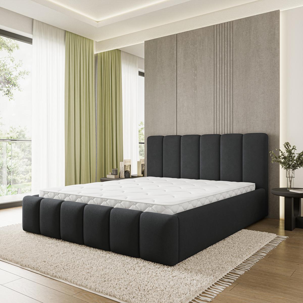 POLSTERBETT ATTORA SR 200x200 cm mit Bettkästen - Schwarz - Schwarz, Holz (200/200cm) - MASSENO