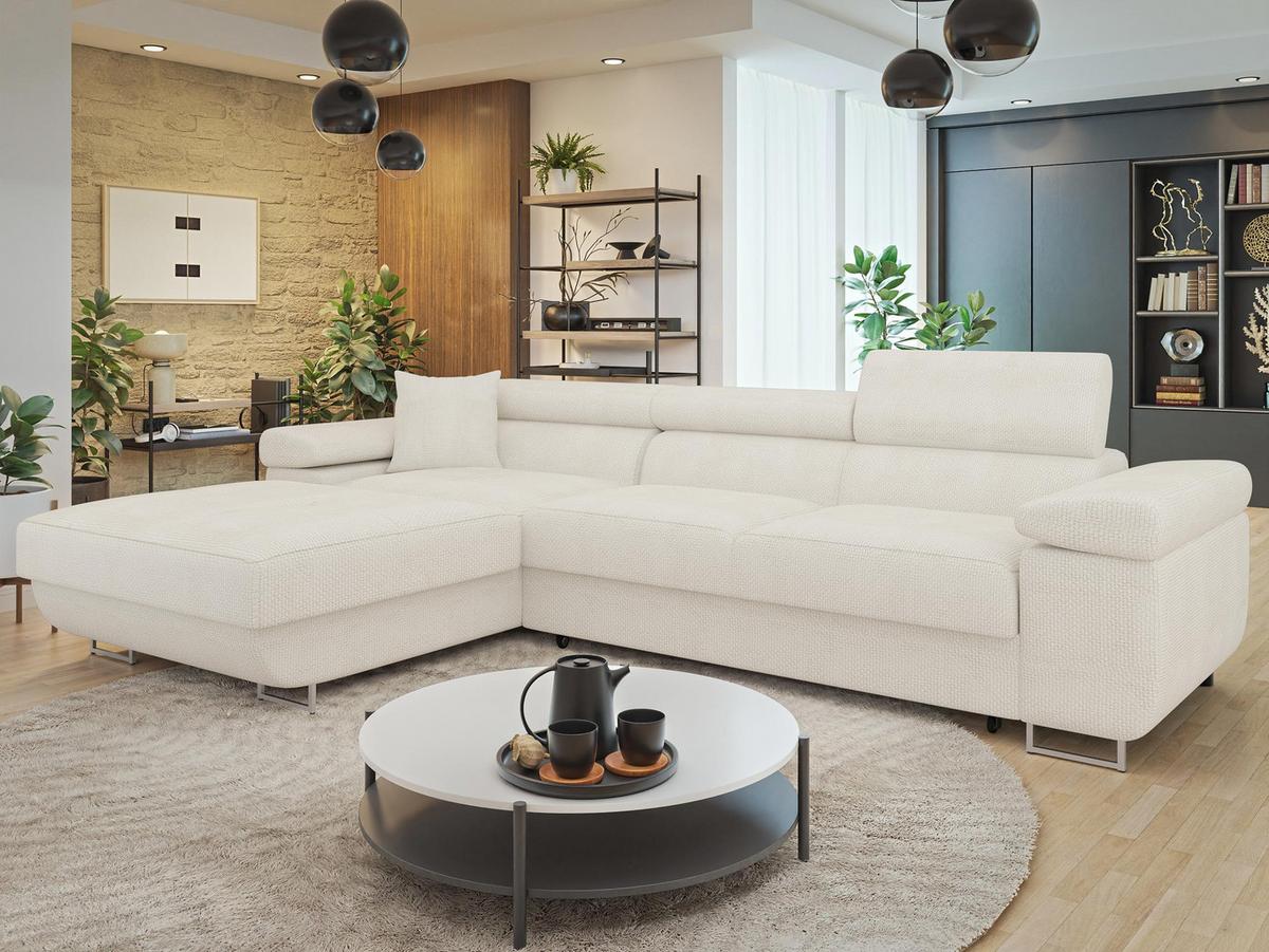 ECKSOFA Torezio Mini, Seite: Links - Ecru, Holz/Textil (280/170cm) - MIRJAN24