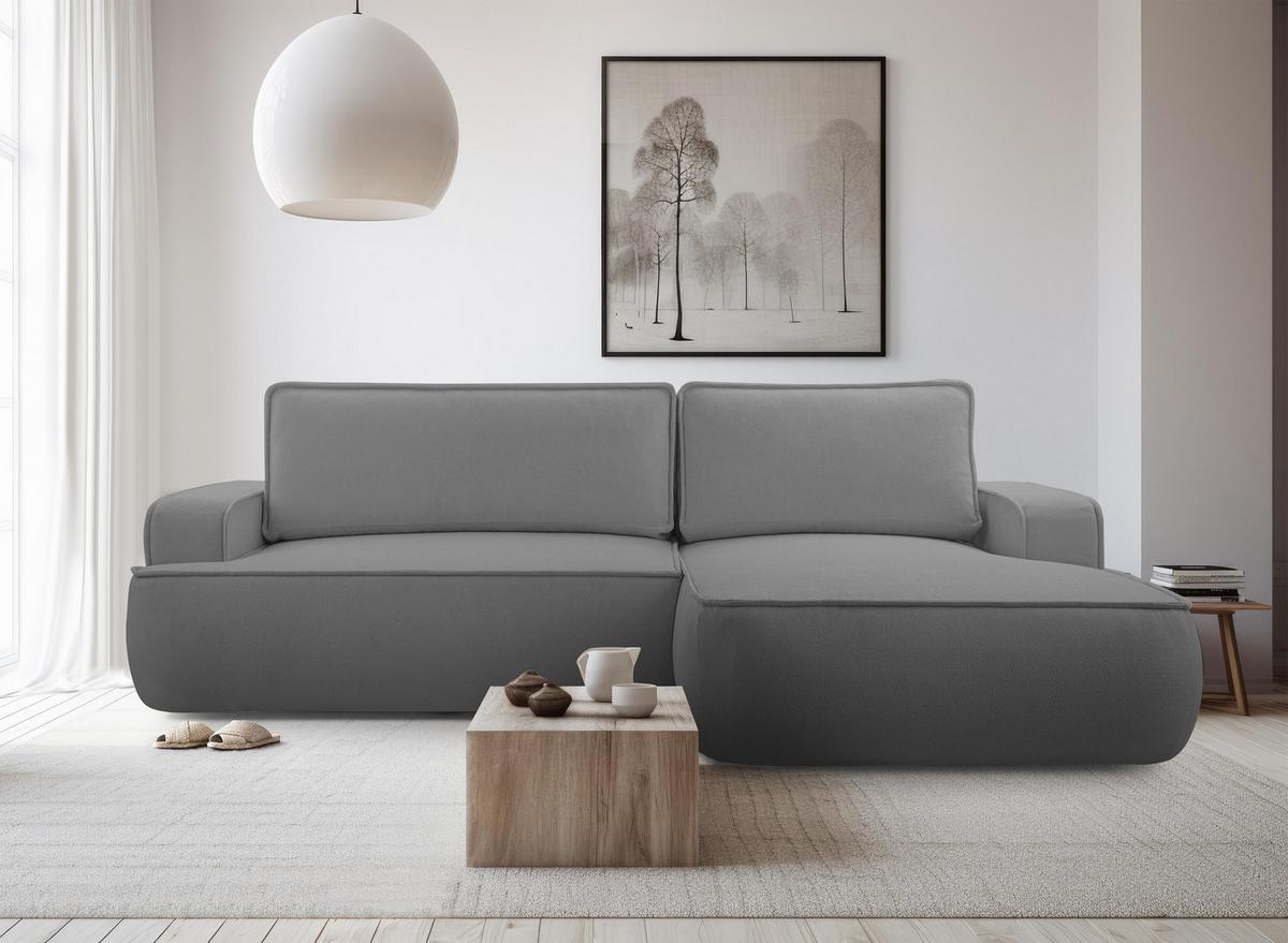 ECKSOFA L Form Ablia Dunkelgrau 267/168/87 cm mit Schlaffunktion R - Dunkelgrau/Schwarz, Kunststoff/Textil (267/168cm) - AX Living