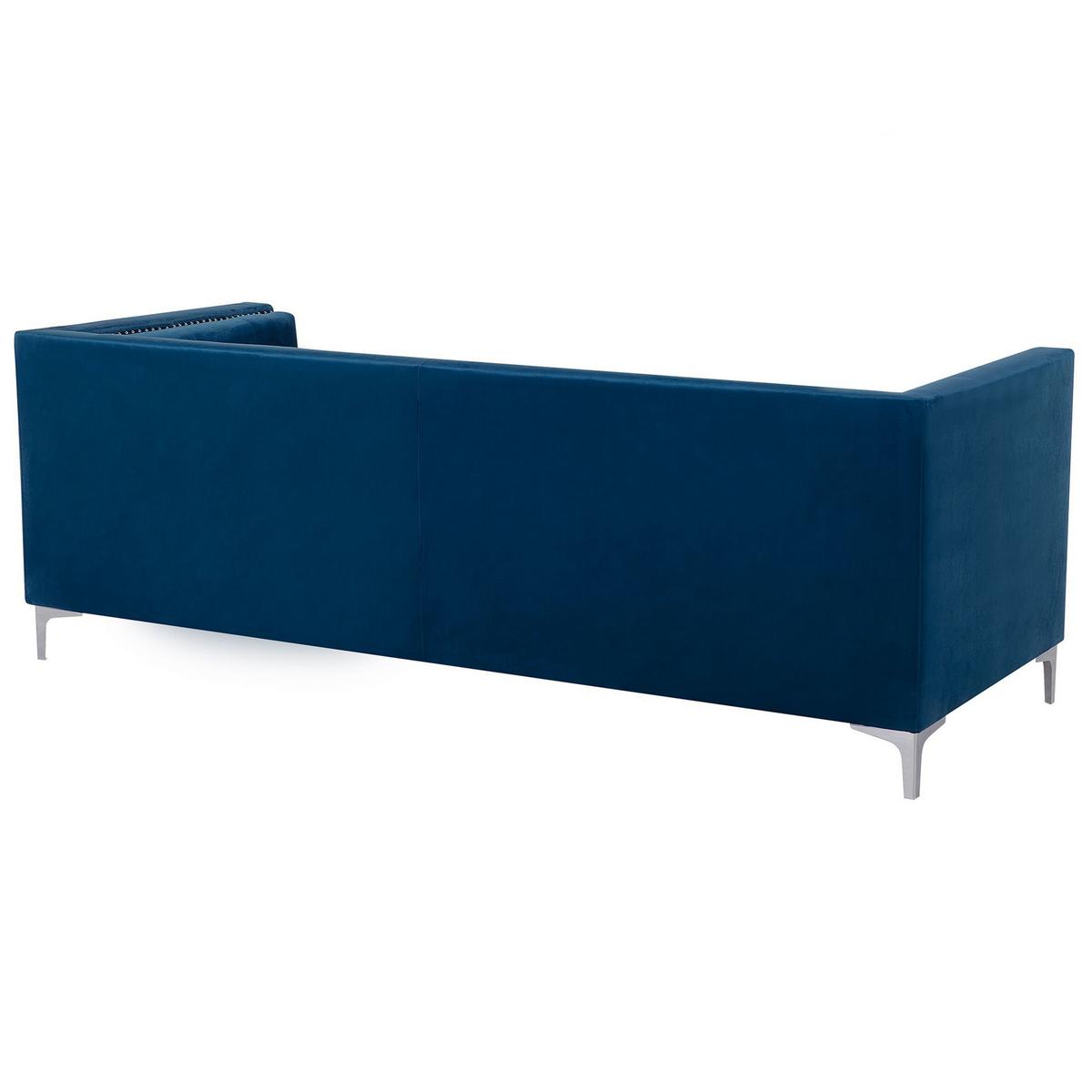 3-SITZER-SOFA Samtstoff Marineblau Avaldsenes - Hellblau, Textil (211/74/82cm) - Beliani