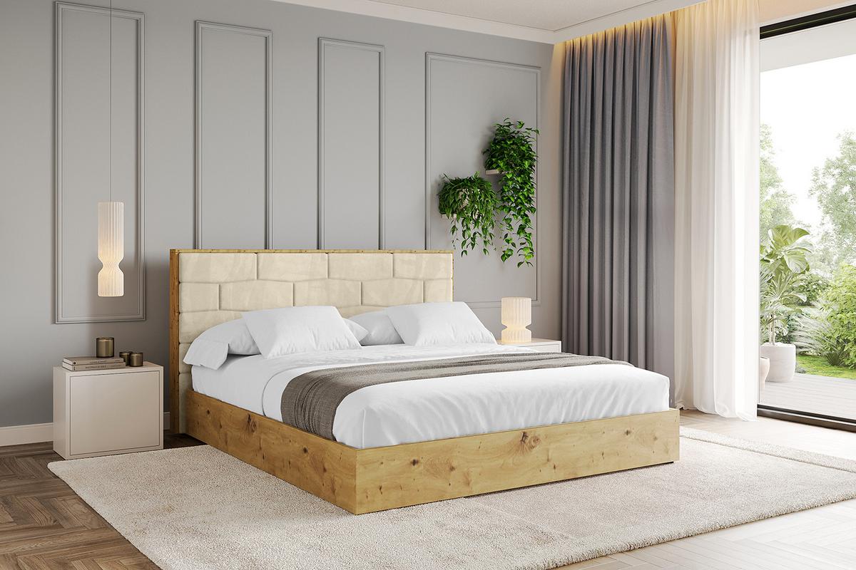 POLSTERBETT mit Bettkasten und Lattenrost, Boxbett ohne Matratze - ENZO8 180x200 Beige - Ecru, Holzwerkstoff/Textil (180/200cm) - ALTDECOR