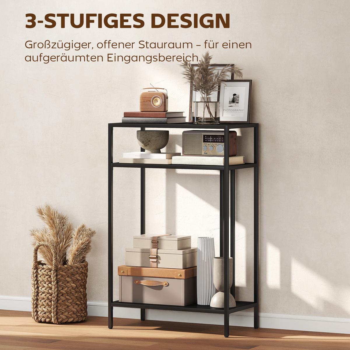 KONSOLENTISCH Metall Schwarz - Schwarz, Metall (55/30/85cm) - HOMCOM