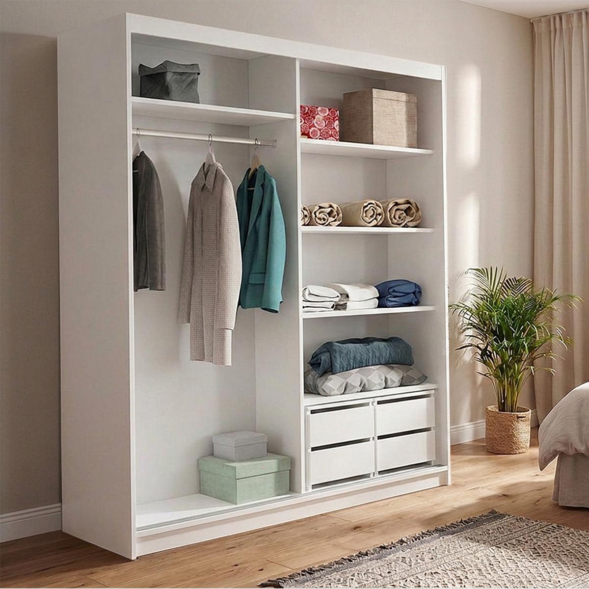 SCHWEBETÜRENSCHRANK Donatello mit 2 Türen und Schubkasteneinsatz, 180 cm, Kaschmir+eiche Artisan - Kaschmir/Eiche Artisan, Holzwerkstoff (180/205/60cm) - Beautysofa