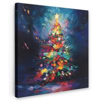 LEINWANDBILD Weihnachtsbaum - Weihnachten - Abstrakt - Farbenfroh Deko Groß 90x90 cm - Multicolor, Textil (90/90cm) - MuchoWow