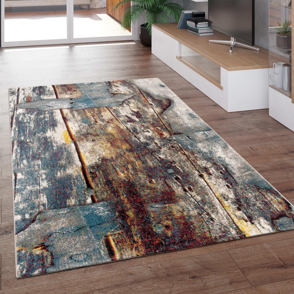 KURZFLORTEPPICH, in Holzdielen-Optik, Mehrfarbig, 120 x 170 cm - Multicolor, Textil (170/120cm) - KADIMA DESIGN