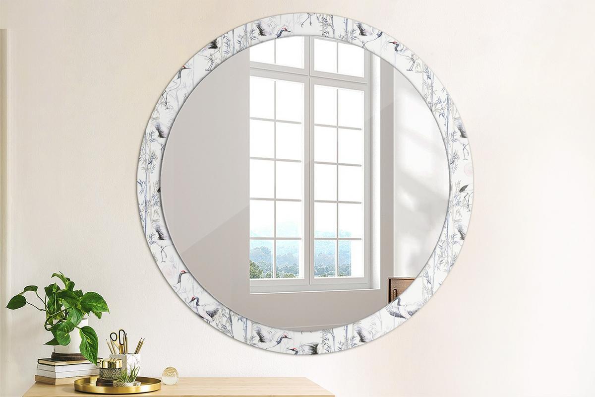 SPIEGEL Rund Ø 100 cm mit Aufdruck - Blau/Weiß, Glas (100/100/0.4cm) - Wallfluent