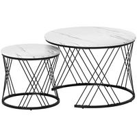 COUCHTISCH-SET 2er Set Spanplatte Metall Weiß - Weiß, Holzwerkstoff/Metall (70/70/46.5cm) - HOMCOM
