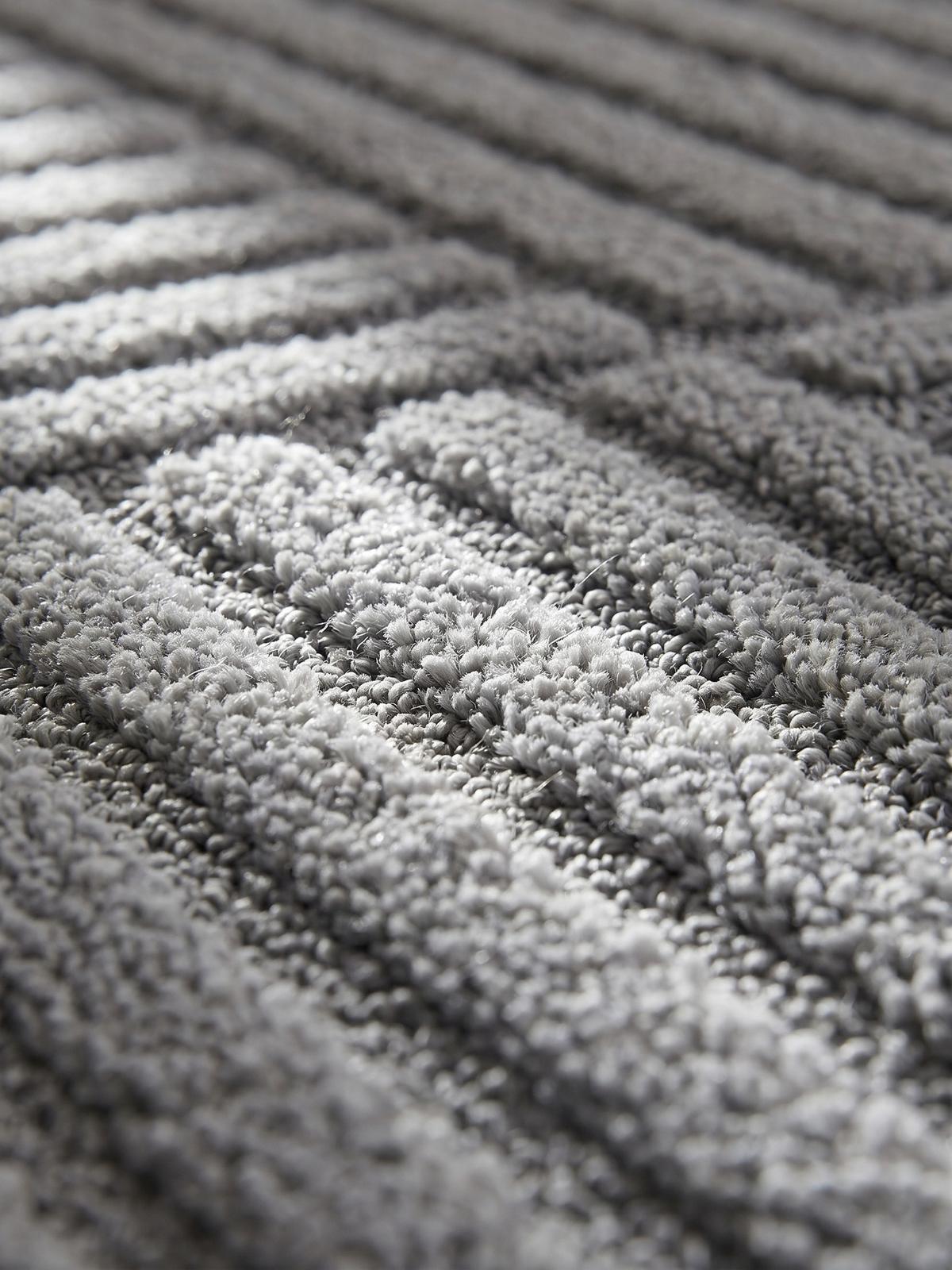 TEPPICH Hochflor RIGI in Silber, mit Cord-Streifen-Patchwork, Ø 80 cm - Silberfarben, Textil (80/80cm) - KADIMA DESIGN