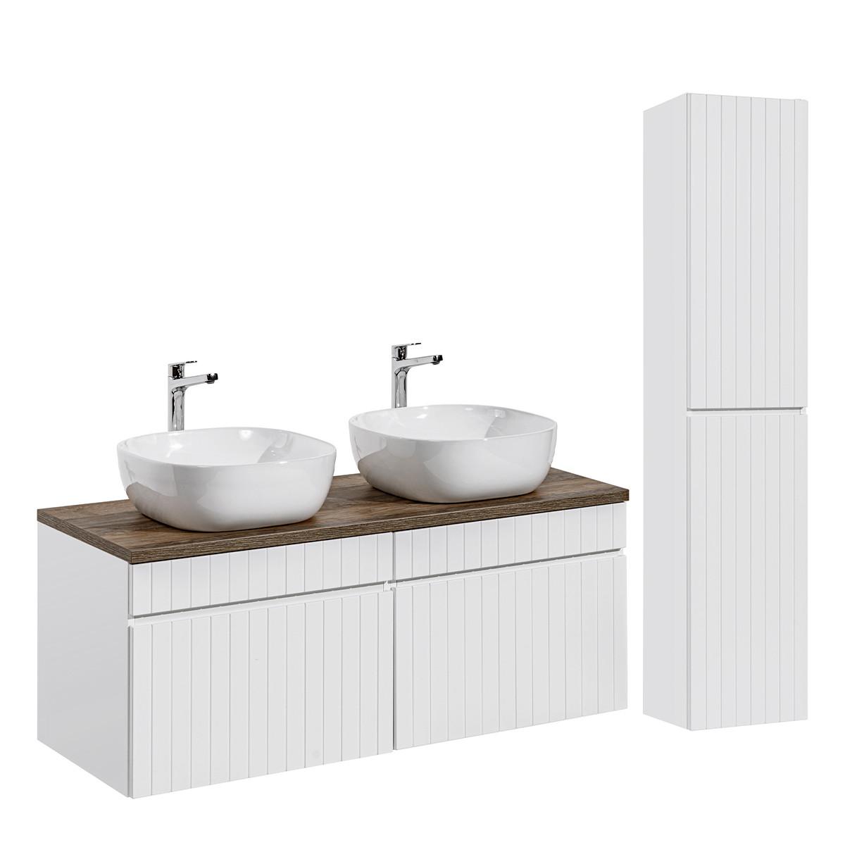 BADMÖBEL 120cm Zelie 2er-Set Weiß - Weiß, Holzwerkstoff (120/48/46cm) - Petits-meubles