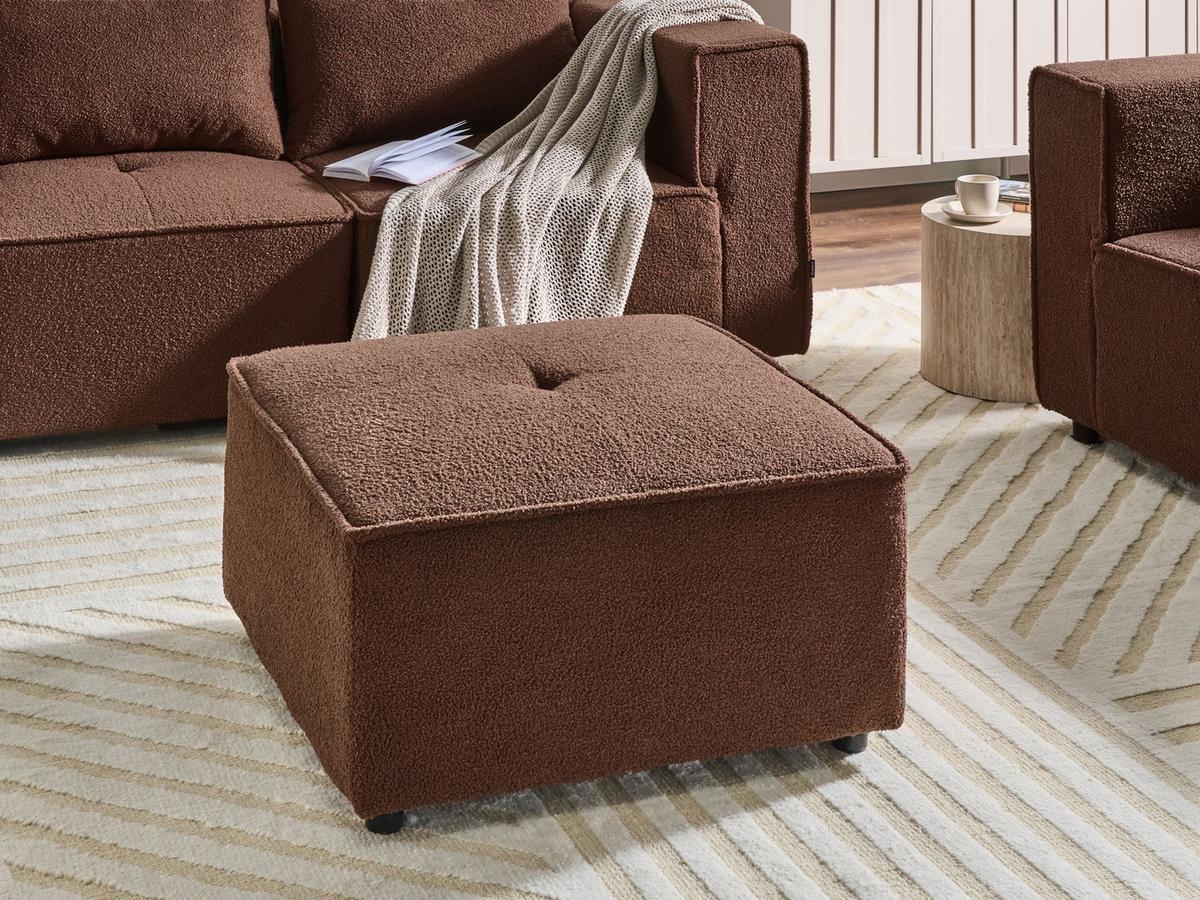 OTTOMANE Bouclé Braun Axebo - Braun, Textil (70/42/70cm) - Beliani