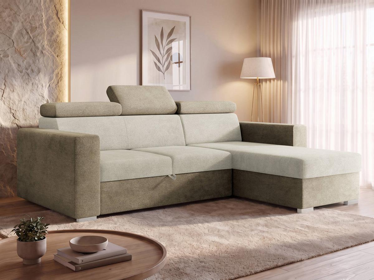 ECKSCHLAFSOFA Pedro 2rLC - Hellbraun/Silberfarben, Holz/Kunststoff (235/170cm) - MIRJAN24