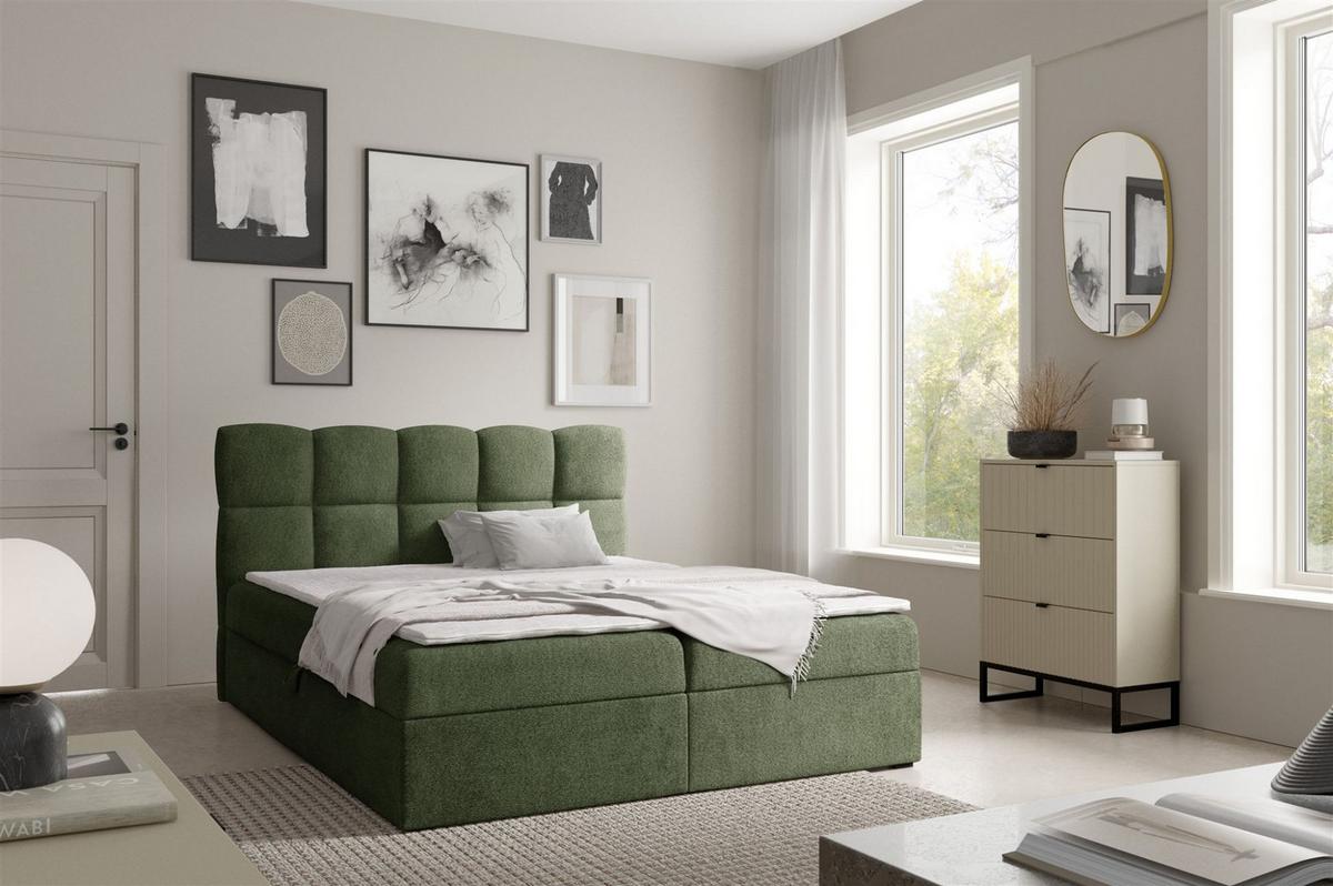 BOXBETT Parozo Prem.. überlänge - Grün, Holzwerkstoff/Textil (180/220cm) - Fun Möbel