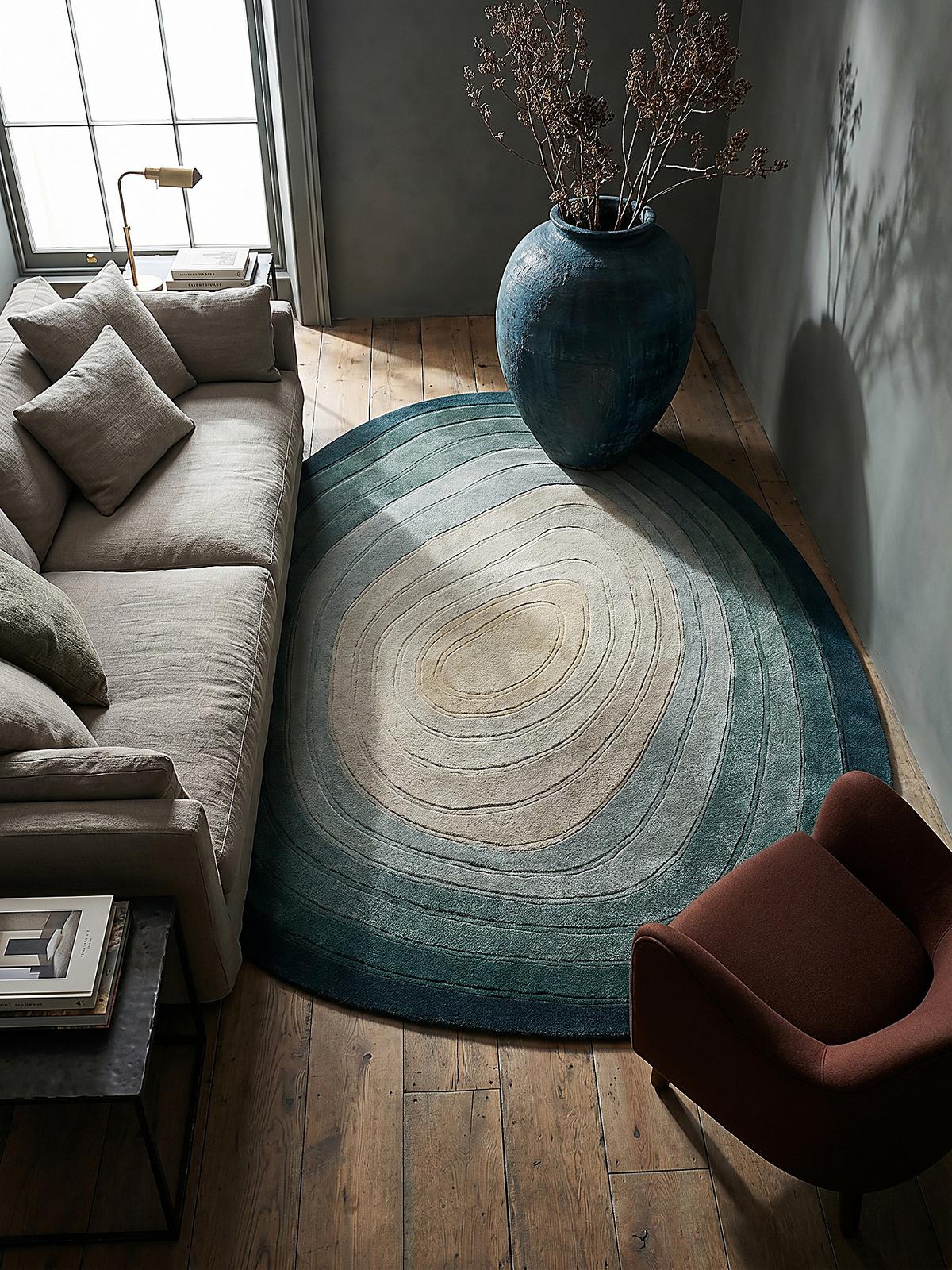 WOLLTEPPICH PARRET, mit Farbverlauf, Blau, 160 x 230 cm - Blau, Textil (230/160cm) - KADIMA DESIGN