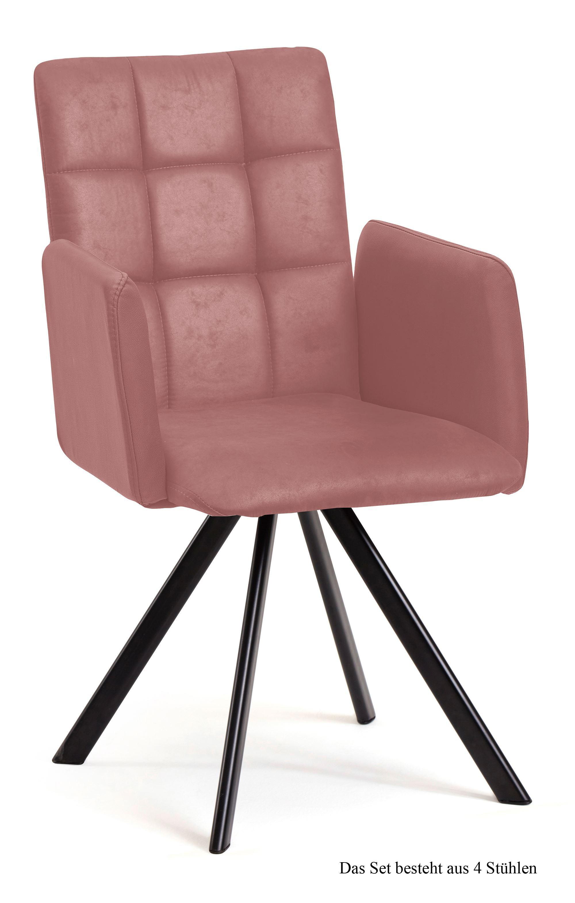 ARMLEHNSTUHL drehbar (4er-Set) Despo 52x91x60 Schwarz/Rosewood - Dunkelrosa/Schwarz, Kunststoff (60/91/52cm) - 58aufmkessel