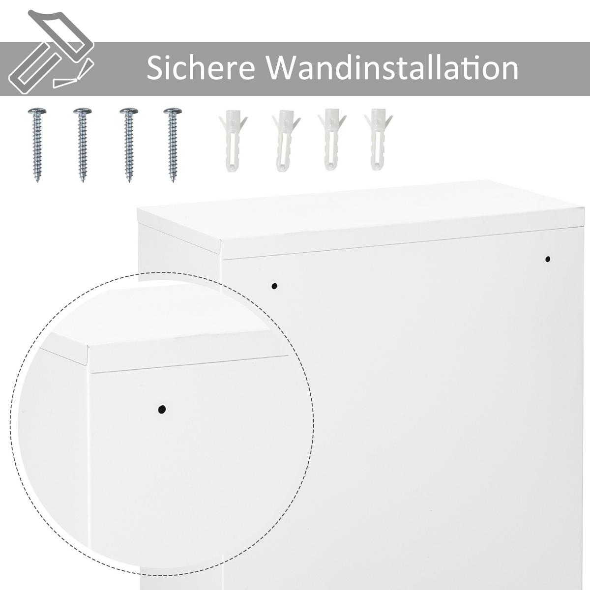 MEDIZINSCHRANK Arzneischrank Erste-Hilfe-Schrank mit Schloss 3 Fächer Stahl Weiß - Weiß, Metall (40/60/18cm) - Kleankin